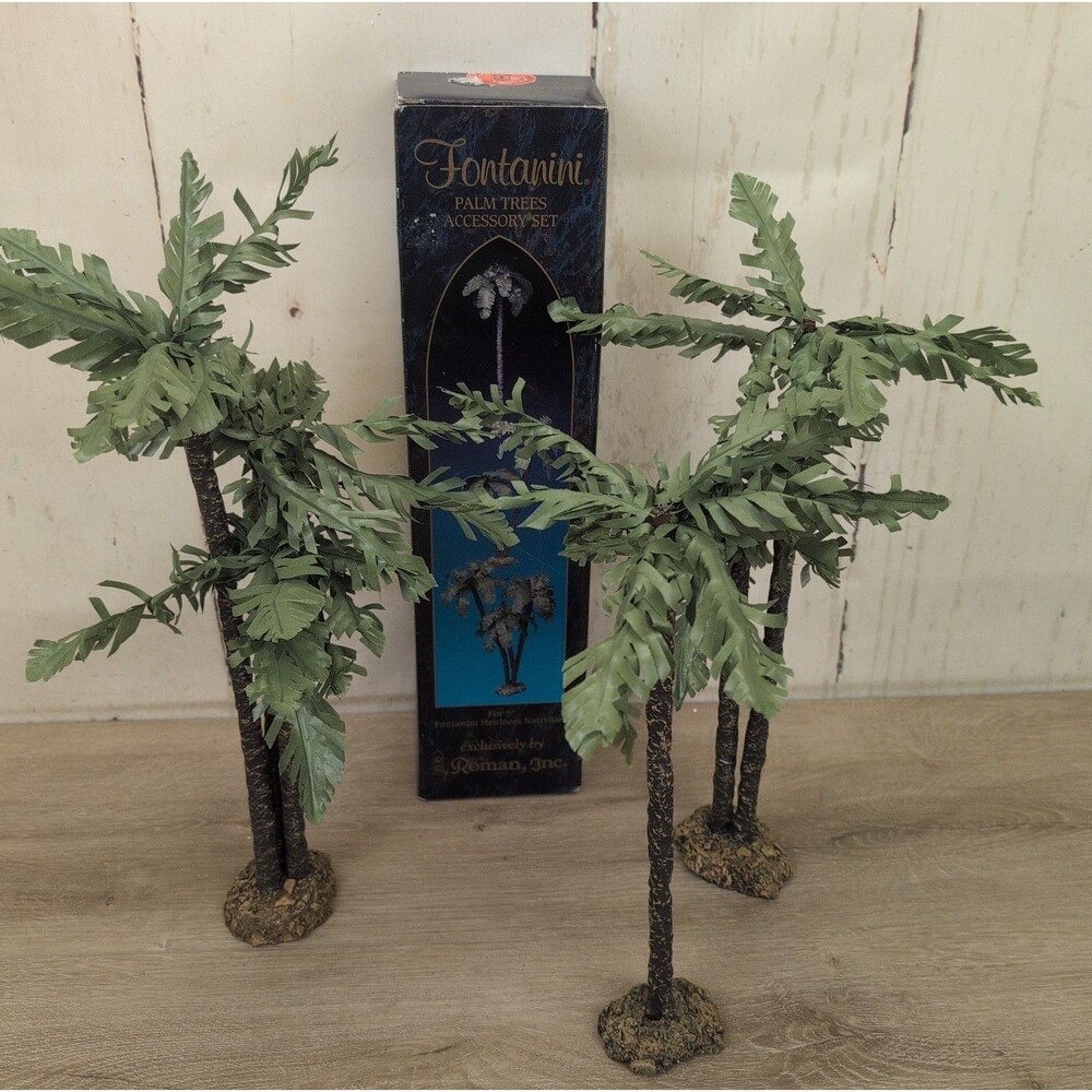 FONTANINI BY ROMAN INC 1996 PALM TREES ACCESSORY SET 51108 5” HEIRLOOM NATIVITY